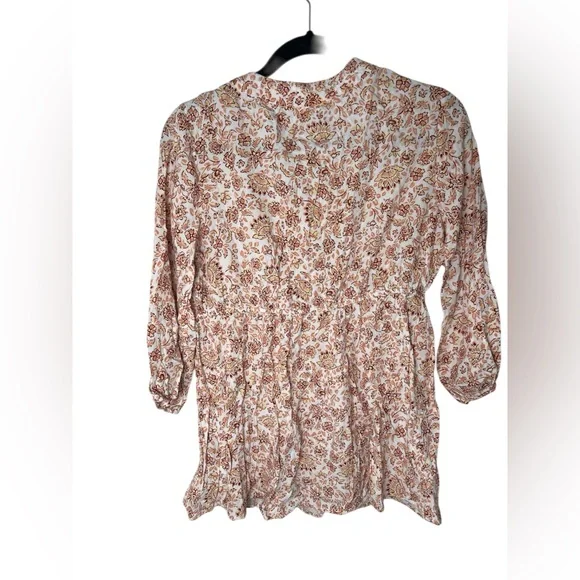 Isabel Maternity Floral Blouse in Cream and Brown - Picture 4 of 5